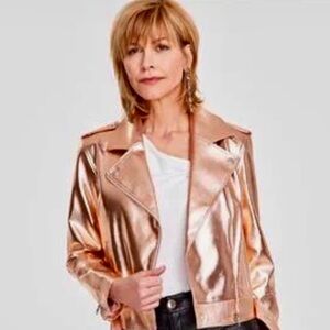 I.N.C. International Concepts Women's Metallic Moto Jacket, Created for Macy's